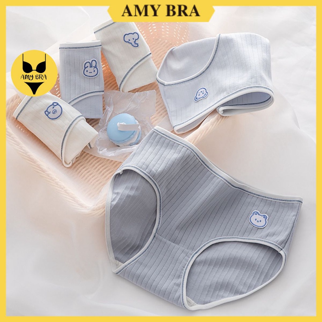 Quần Lót Nữ Cao Cấp - Quần Lót Cotton Nữ Họa Tiết Hình Thú Đáng Yêu AMYBRA L861