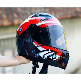 Nón Fullface Agu đen bóng lên tem BMW RR
