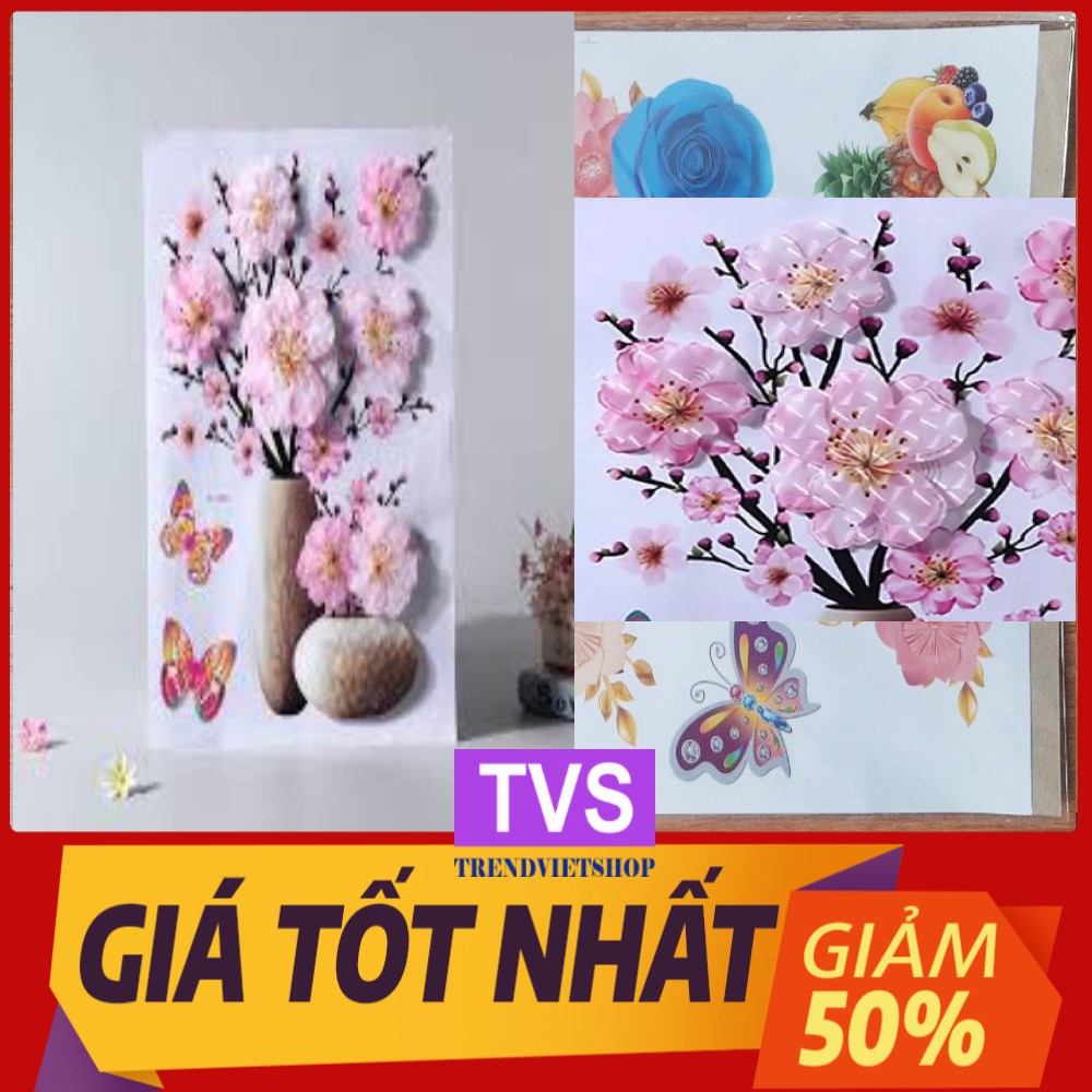 [ FREESHIP CÓ VIDEO + ẢNH THẬT ] TRANH DÁN TƯỜNG, DCAN BÌNH HOA DÁN TƯỜNG 3D SIÊU ĐẸP
