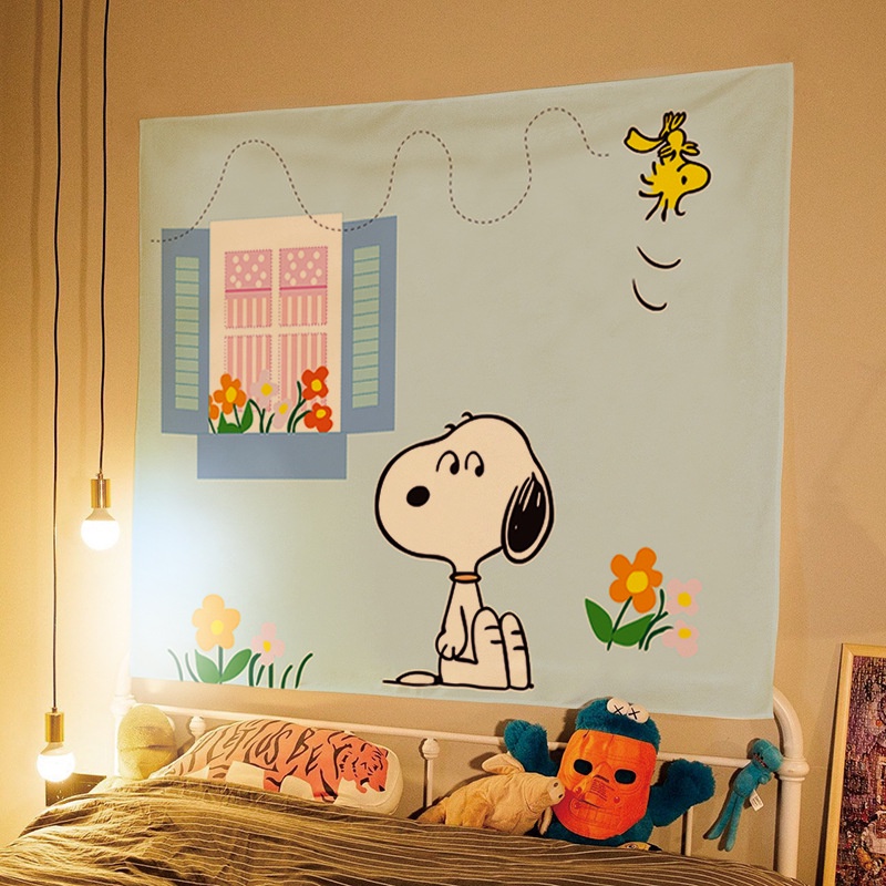 Thảm Vải Treo Tường In Hoạt Hình Snoopy Đáng Yêu Trang Trí Phòng Ngủ Cho Bé   ttm211