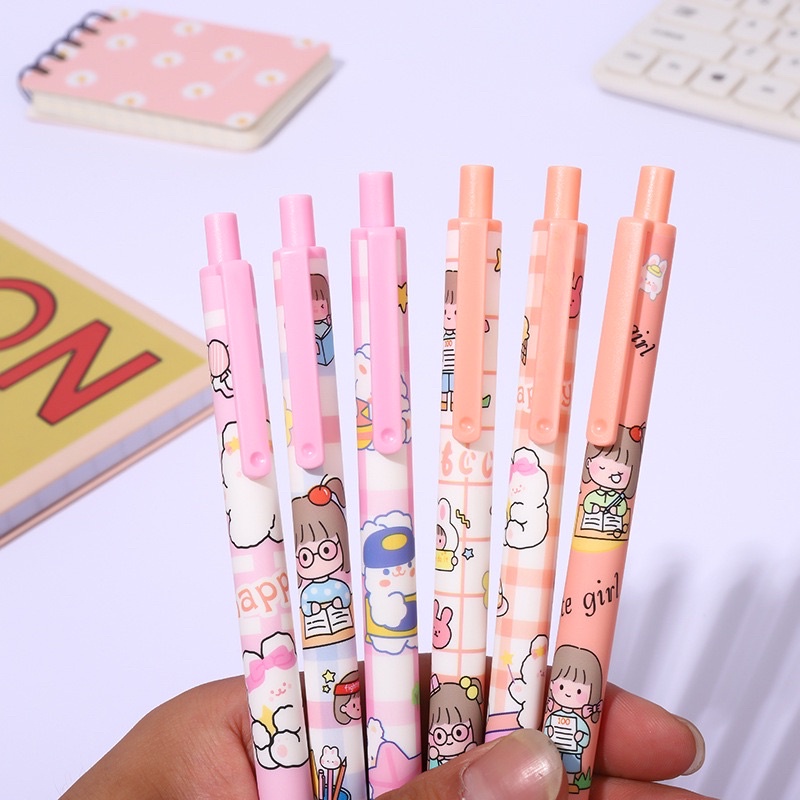 Bút bi bấm gấu mèo, thỏ và bé gái các loại