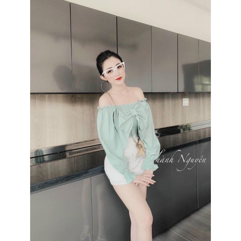 Áo kiểu nhún nơ