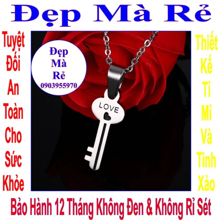 Dây chuyền cặp hình ổ khóa và chìa khóa tình yêu khắc chữ LOVE (2 dây) - DCC00026T035069