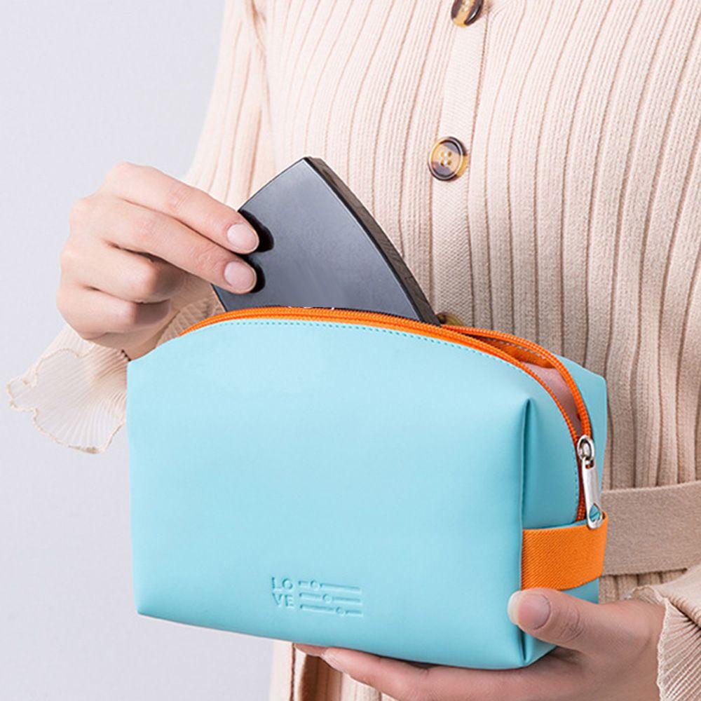 SOFTNESS Túi Đựng Mỹ Phẩm Da PU Có Khóa Kéo Tiện Dụng Mang Đi Du Lịch