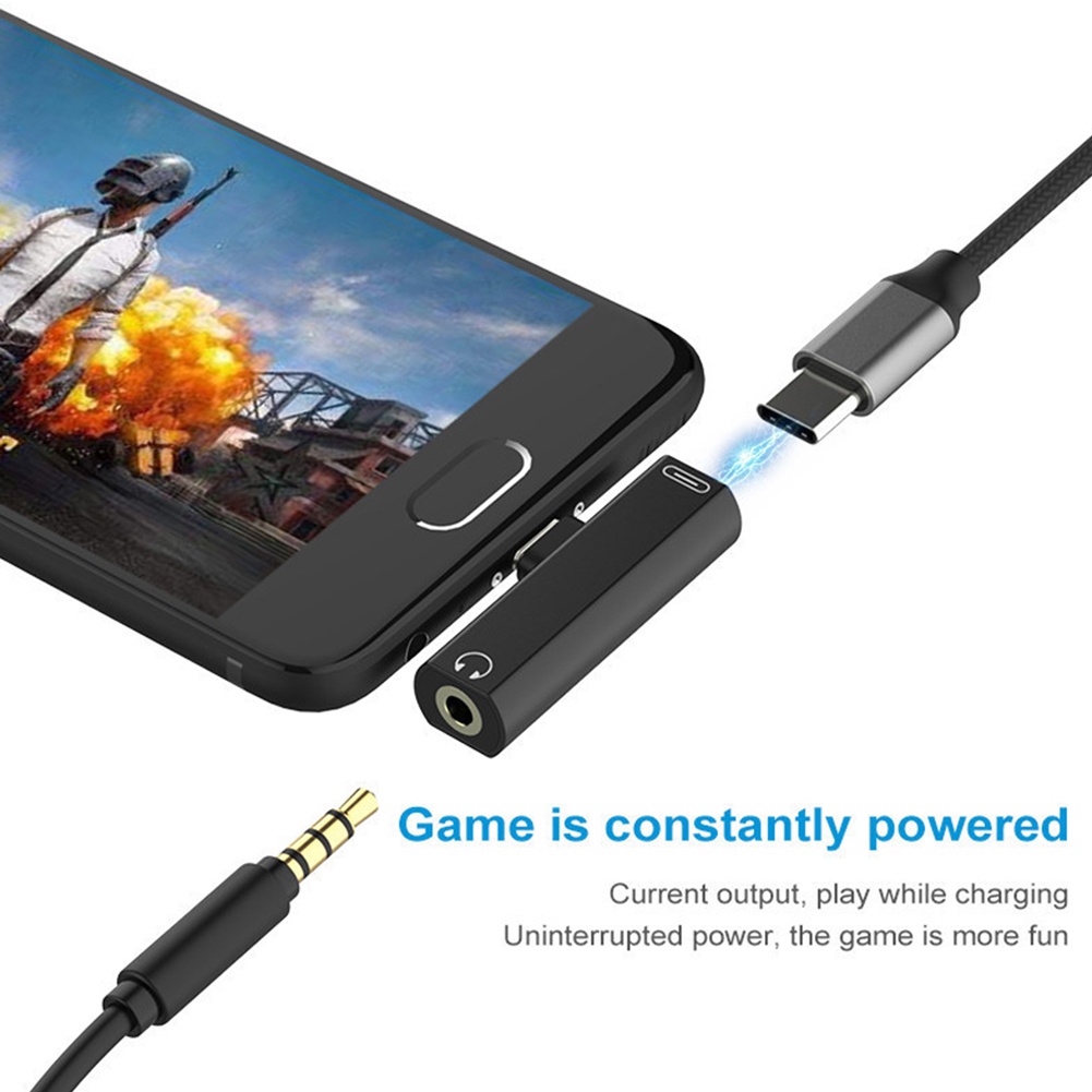 Đầu chuyển đổi kết nối tai nghe 2 trong 1 Type C cho MIUI Huawei