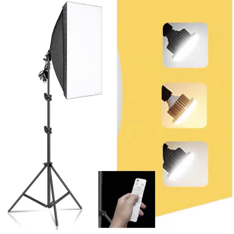 Bộ đèn studio chụp ảnh, quay phim, Livestream chuyên nghiệp, cao 2m softbox 50x70cm