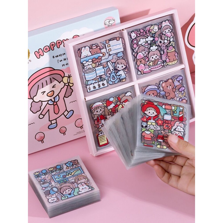 Tờ nhãn dán trang trí chất liệu PET dễ thương ngẫu nhiên
