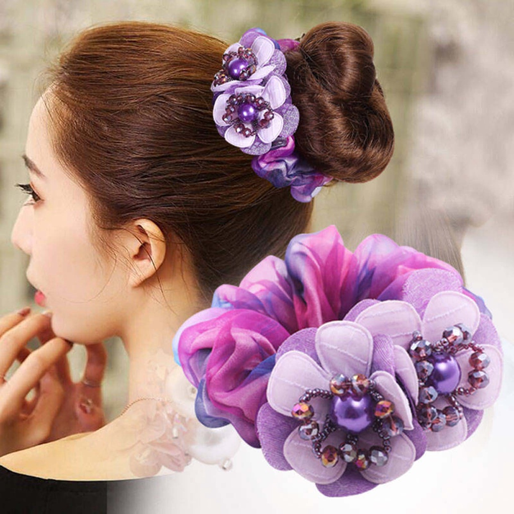 Dây Cột Tóc Hình Hoa Thanh Lịch Cho Nữ