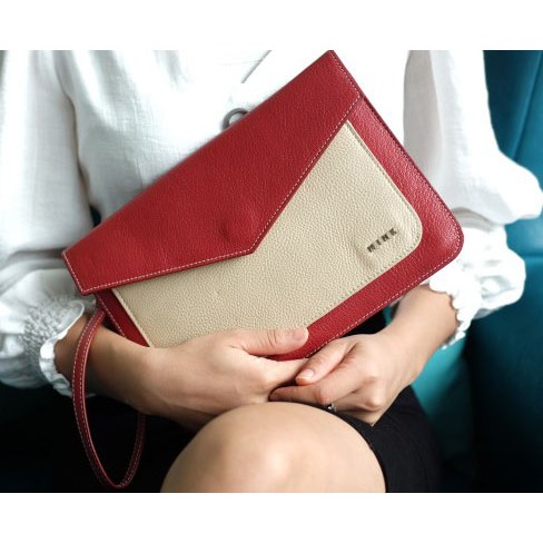HERA Tablet Clutch - Ví cầm tay cho nữ da thật nguyên tấm lớp 1-IW05-3426.MINK