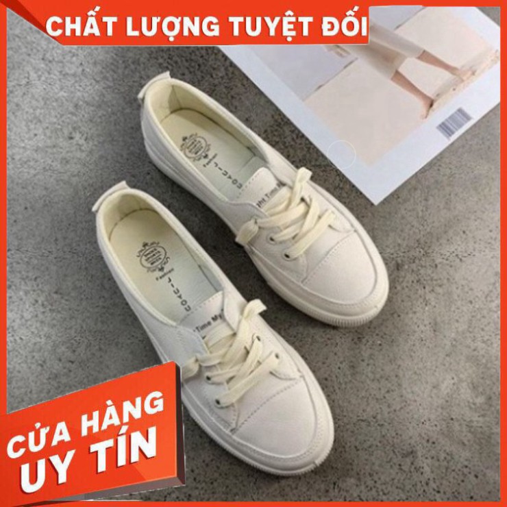 [FREE SHIP] Giầy thể thao nữ cổ thấp,giày slip on nữ dây rút kiểu dáng hàn quốc trẻ trung da mềm cực êm chân