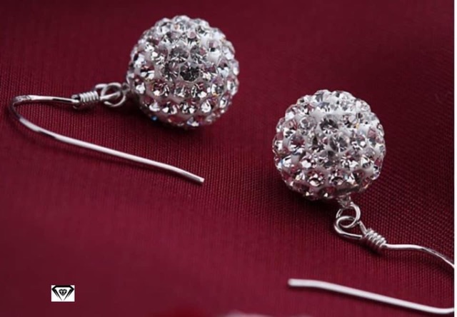 BÔNG TAI BẠC S925 MẶT CẦU ĐÁ CAO CẤP
