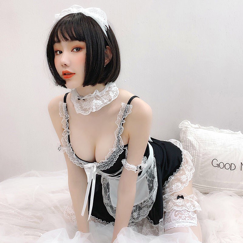 Đồ ngủ nữ tiểu thư sexy cosplay dễ thương cute gợi cảm bigsize hai 2 dâyBộ Đồ Ngủ Hóa Trang Cô Hầu Gái Quyến Rũ Cho Nữ