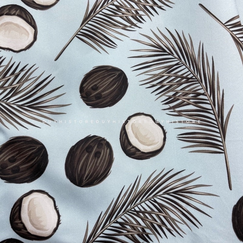 Áo sơ mi cộc tay unisex form rộng họa tiết DỪA XANH cho nam nữ | DUYHI