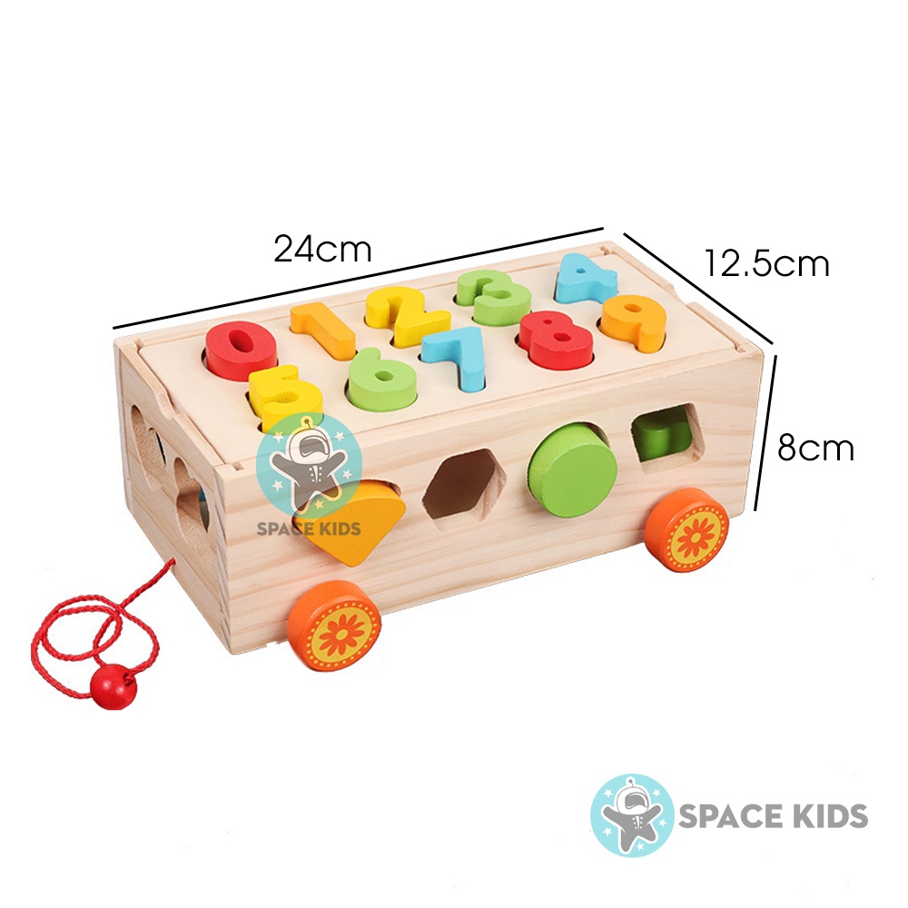 Đồ chơi cho bé 🚗 Ô tô thả hình khối và lắp ghép số cho bé vui chơi, học tập Space Kids