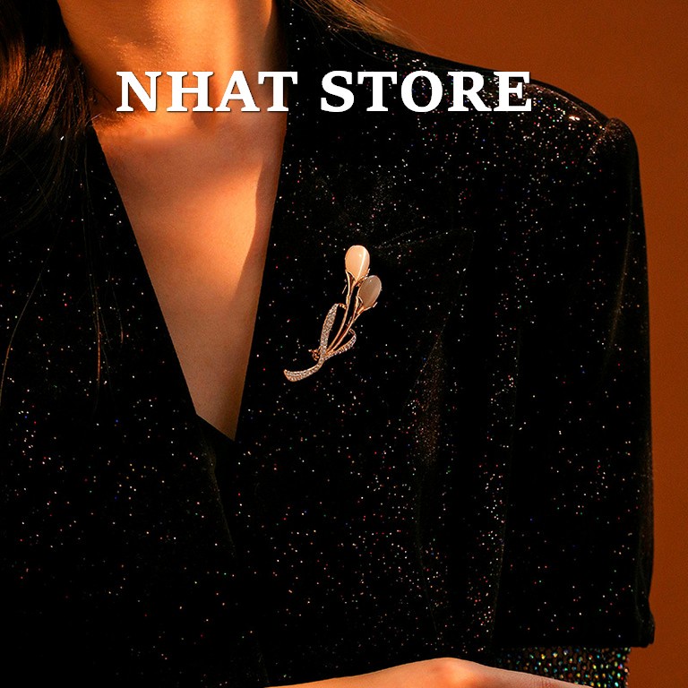 Trâm cài áo nữ Hàn Quốc đính đá, ghim cài vest hình hoa nhatstore158