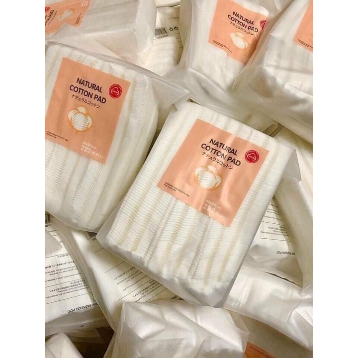 Bông tẩy trang 3 lớp 222 miếng Natural Cotton Pad - Siêu dày, siêu mềm mịn-CHÍNH HÃNG 100%