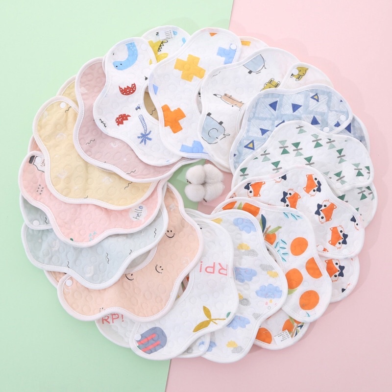 Yếm tròn xoay chống thấm 360 cho bé chất liệu cotton mềm mịn màu sắc đáng yêu - yếm ăn dặm [Shop mẹ Bob 86]