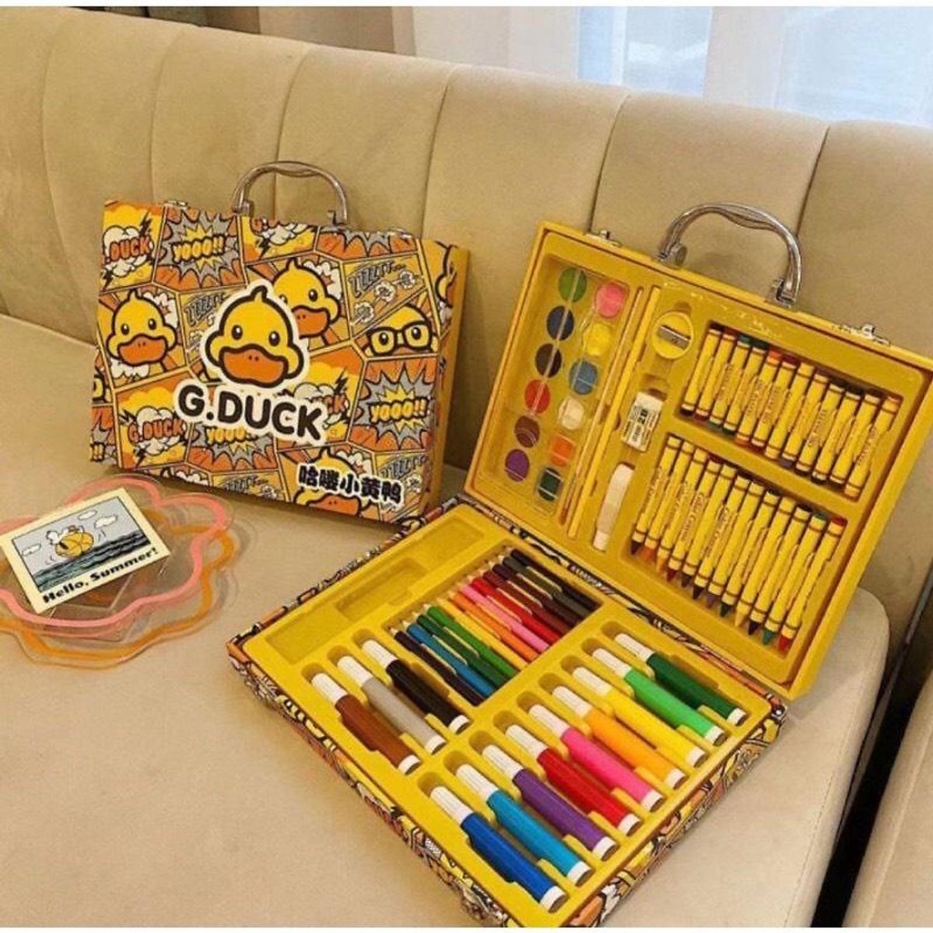 Hộp màu vẽ 67 chi tiết kèm vali hình chú vịt làm quà tặng cao cấp cho bé