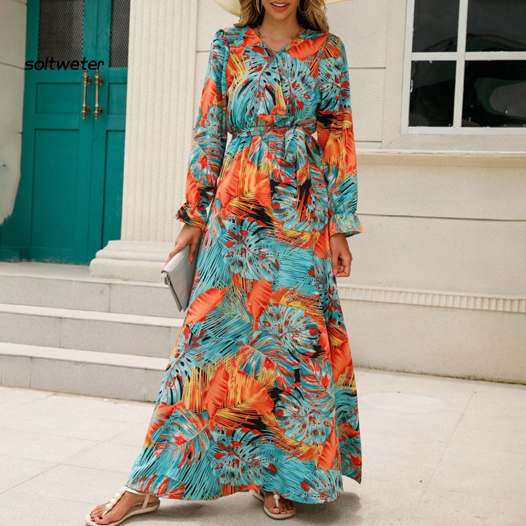 Đầm Dài Đến Mắt Cá Chân Dáng Ôm Phong Cách Bohemian Thời Trang Đi Biển Cho Nữ