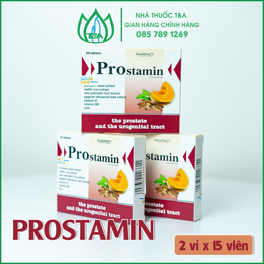 Ngăn ngừa và hạn chế u xơ Tiền liệt tuyến PROSTAMIN - Hộp 2 vỉ x 15 viên