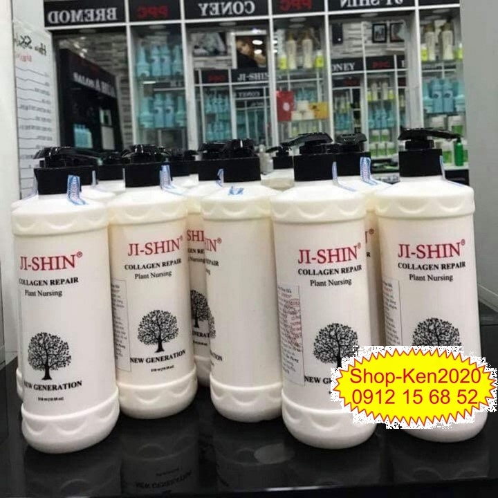 Kem hấp tóc hoàn hình Ji Shin Collagen Repair 500ml phục hồi tóc siêu mềm mượt