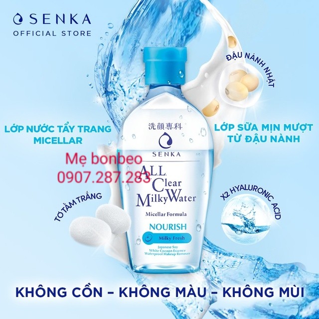 Nước Sữa Tẩy Trang Senka All Clear Milky Water Nourish Hai Lớp 230ml