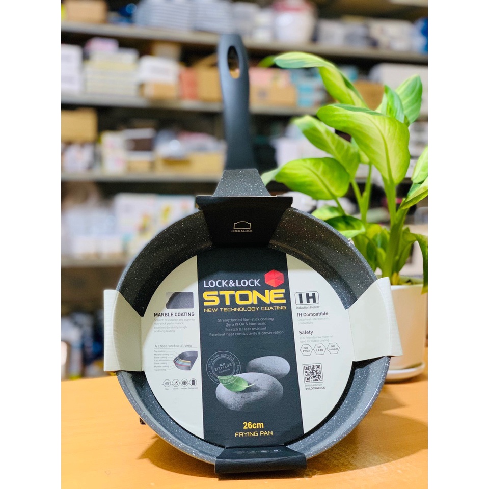 CHẢO ĐÁ 7 LỚP LOCK&amp;LOCK STONE LCA6243D đun được mọi loại bếp đủ size 24 26 28cm Hàng Chính Hãng
