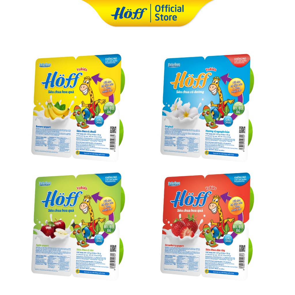 Sữa Chua trẻ em Hoff bốn vị (4 vỉ - 16 hộp)