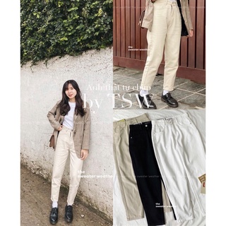 Quần baggy thô trơn cạp cao tag 3AN (ảnh thật)