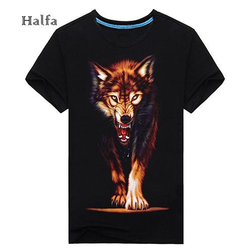 Áo thun nam tay ngắn in hình sói dạ quang sáng tạo | BigBuy360 - bigbuy360.vn