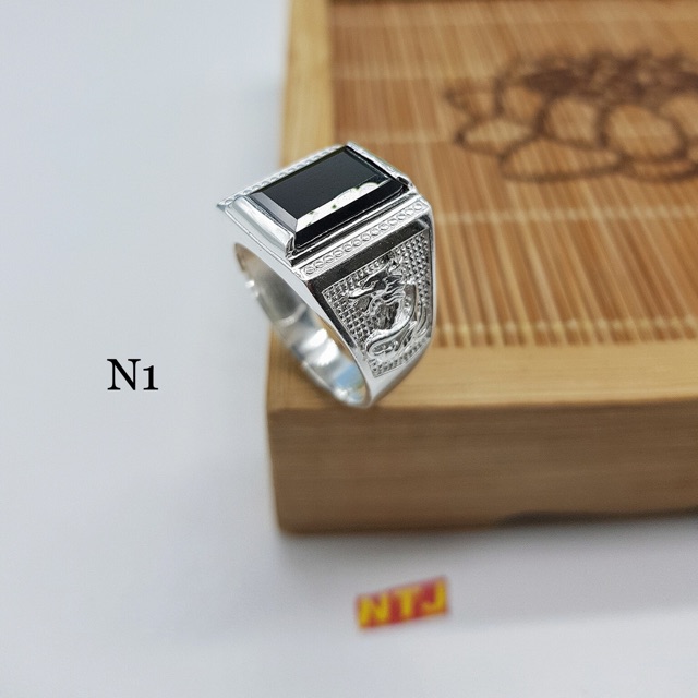 NHẪN NAM ĐÍNH ĐÁ BẠC TA CAO CẤP 925 KHÔNG PHAI MÀU