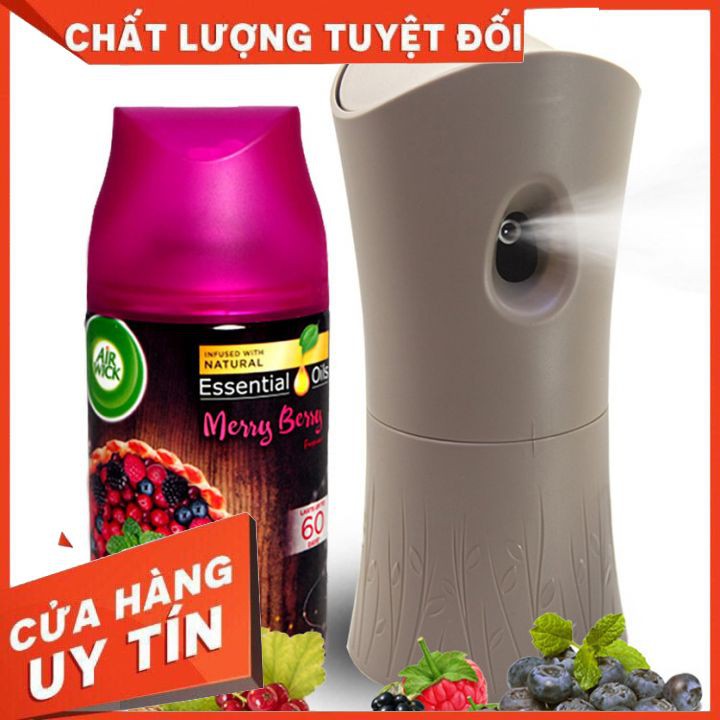 TRÁI CÂY RỪNG,Bộ phun tinh dầu tự động Air Wick Merry Berry 250ml,chỉ chứa tinh dầu không chứa nước,