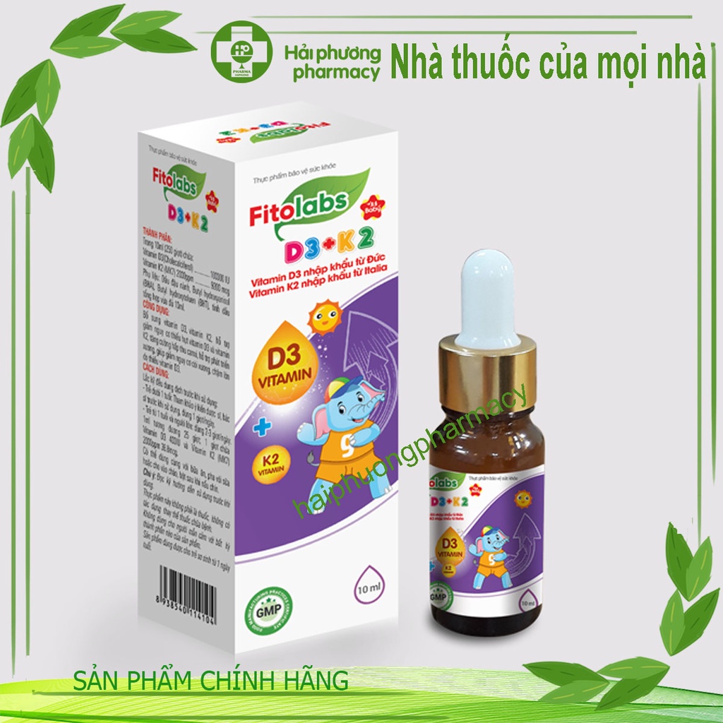 Vitamin D3 K2 Fitolabs D3-K2 Bổ Sung Vitamin D3 K2 Dễ Dàng Dạng Nhỏ Giọt Vào Thức Ăn Nước Uống Giúp Bé Tăng Chiều Cao