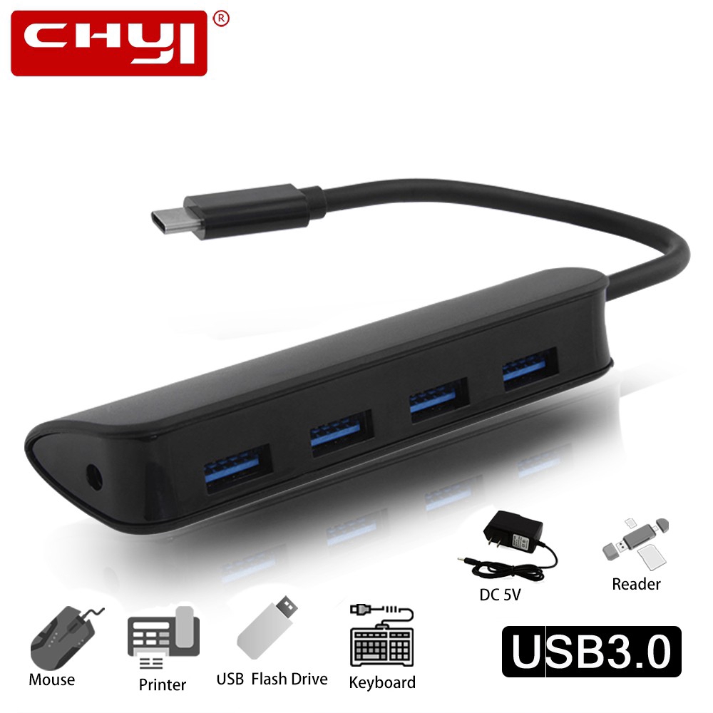 Đầu Chia 4 Cổng Usb 3.0 Eu/Au/Us/Uk Dc 5v Type C Cho Huawei Xiaomi Laptop