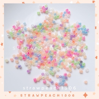 Hạt nhựa hạt cườm màu pastel 2mm, 3mm,4mm xỏ lỗ 2 đầu làm vòng tay, phụ kiện, diy, thủ công - strawpeach1306
