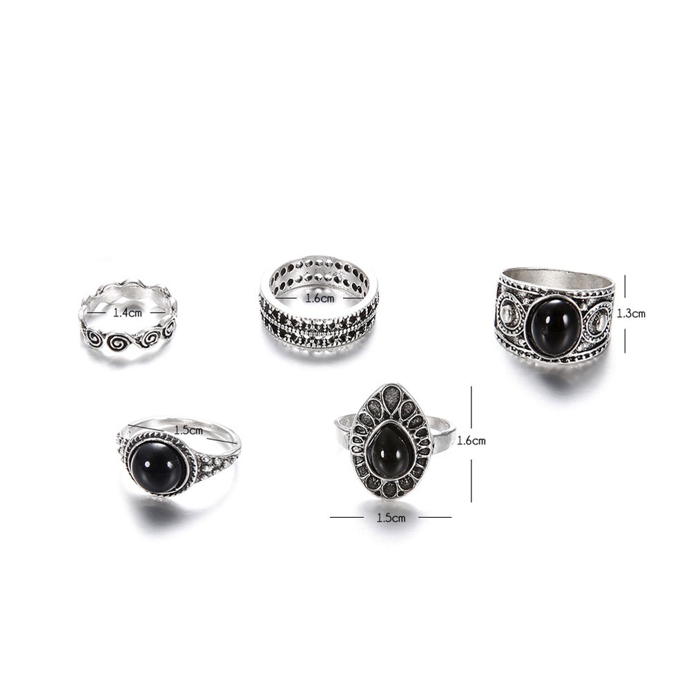 Bộ 5 nhẫn đeo đốt tay phong cách vintage xinh xắn