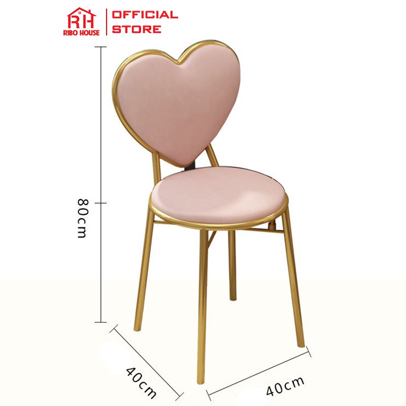 Ghế tim bàn trang điểm RIBO HOUSE ghế hình trái tim bọc đệm ghế phòng ngủ phòng khách phong cách châu âu RIBO60 | BigBuy360 - bigbuy360.vn
