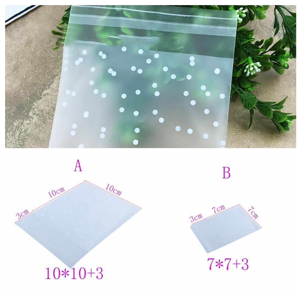 ❤LANSEL❤ 100 PCS Candy Self Adhesive Hot Seal OPP Plastic Packaging Bag Cookie Gift New Baking White Dots