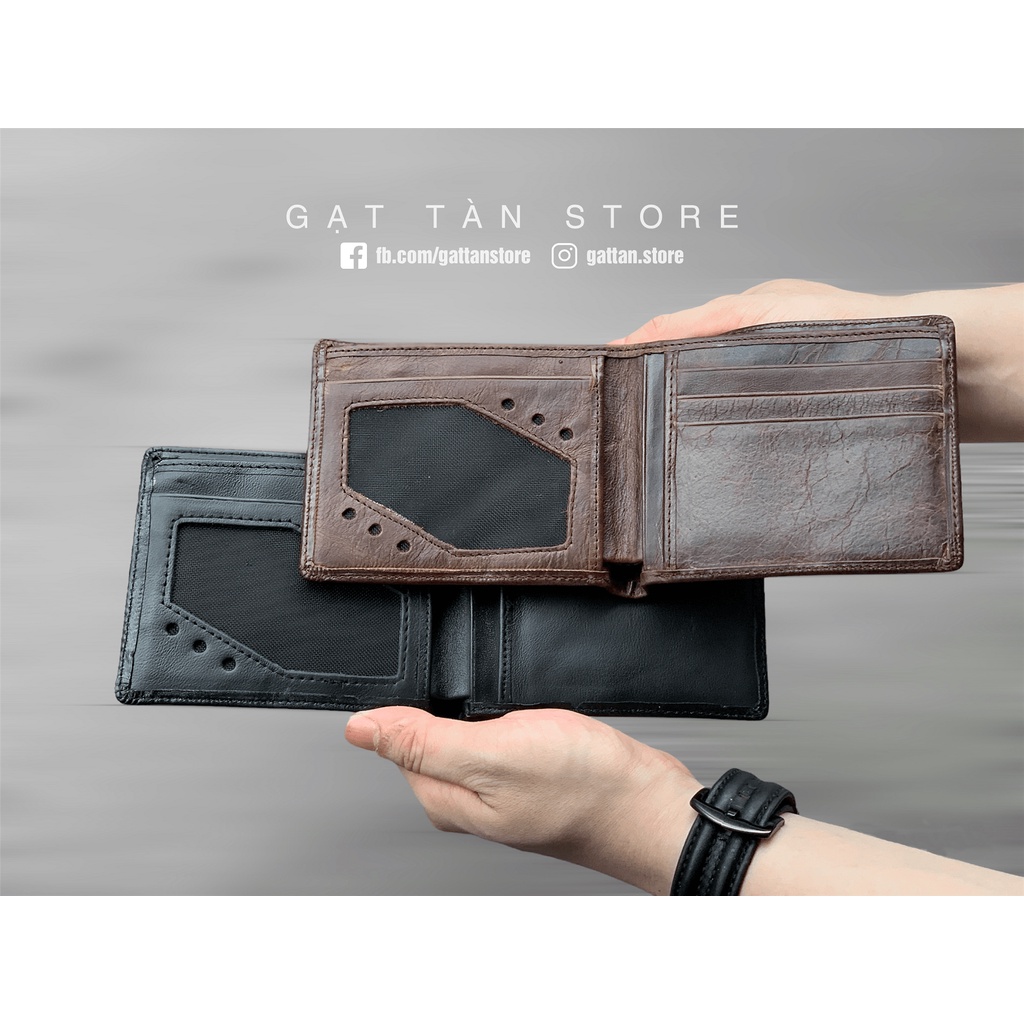 Ví da nam cao cấp khóa kéo đựng thẻ và giấy tờ xe GẠT TÀN STORE Ví nam bóp nam da bò thật