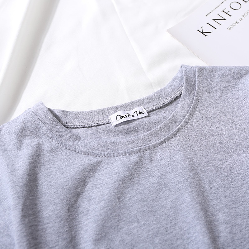 Mùa Hè Tay Ngắn Áo Nữ Cotton Chắc Chắn Áo Thun Cổ Tròn Cao Cấp Crop Top Tee Nữ Thường Ngày Rời Áo