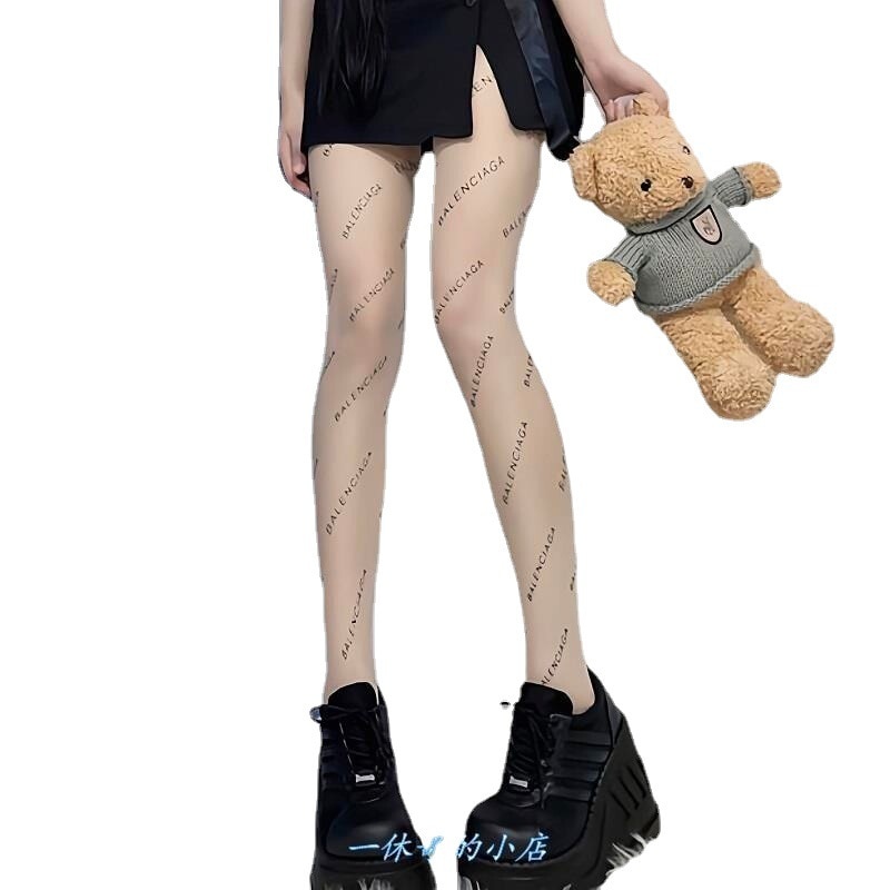 English B Letter Paris Black Sexy Stockings Family Arbitrarily Cut Non-hook Silk Socks Stockings Women Thin Pantyhose Women Sock
