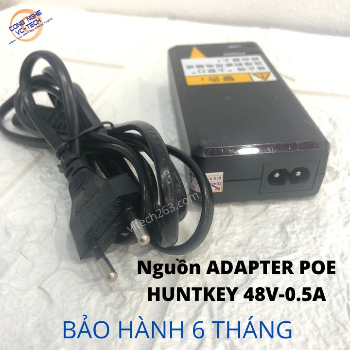 Nguồn Adapter POE HUNTKEY 48V-0.5A(Kèm dây nguồn số 8)-Giải Pháp TIẾT KIỆM CHI PHÍ dùng cho Camera IP