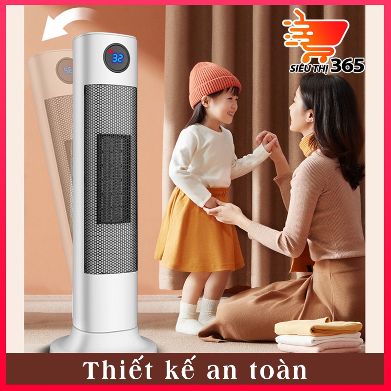 Máy sưởi ấm_quạt sưởi ấm,máy sưởi gốm_Điều khiển từ xa_dáng đứng cao cấp -Ấm áp - An toàn - Đầu xoay góc rộng đa năng