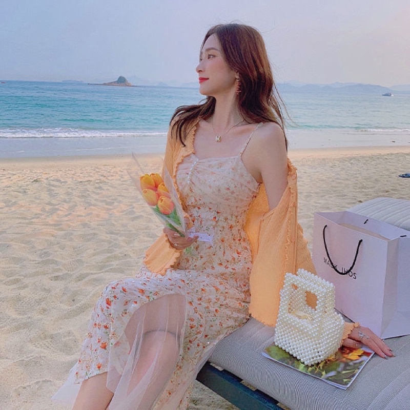 Váy Hai Dây Hoa Nhí/ Váy Maxi Đi Biển VH10 Phong Cách Hàn Quốc