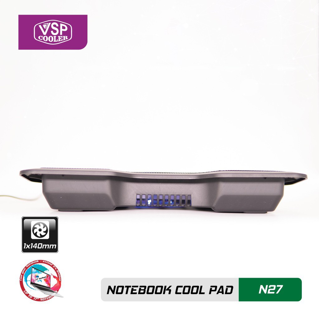 ĐẾ TẢN NHIỆT LAPTOP 1 FAN 14CM CHÍNH HÃNG VSP COOLER MASTER N27 LED RGB