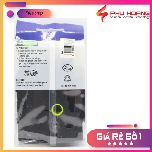 Băng nhãn Brother Nhãn in Hze-S661 , 36mm*8m, chữ đen nền vàng, Black on Yellow, siêu dính