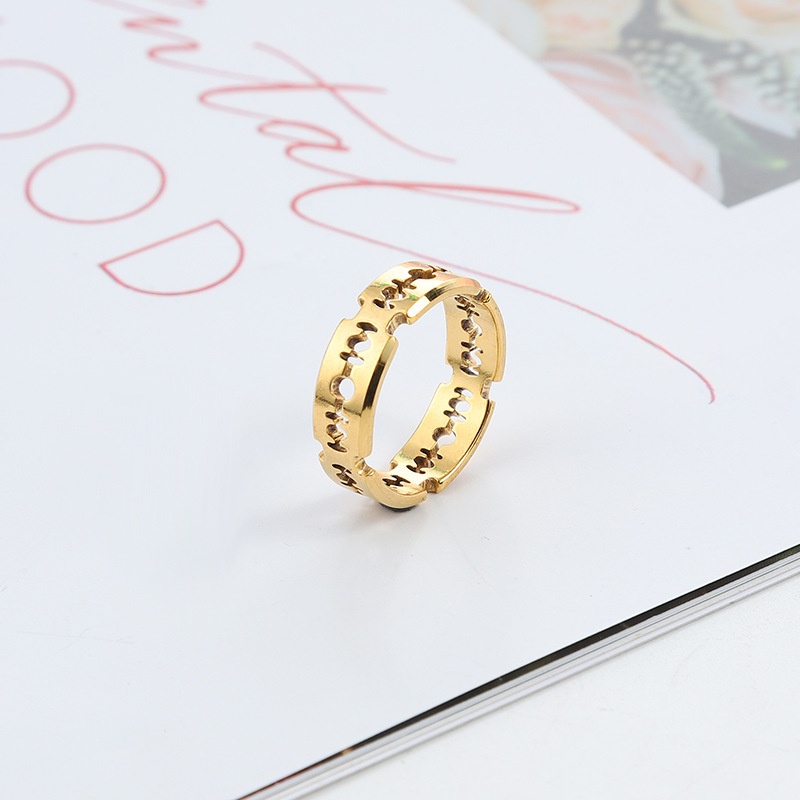 Nhẫn hình lưỡi 6mm bằng thép không gỉ thời trang hoàn toàn mới, nhẫn nam và nữ bằng thép titan phong cách retro.