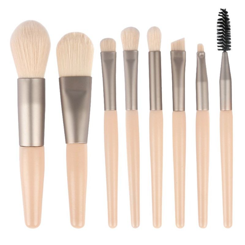 Full Bộ Cọ Trang Điểm 8 Cây Vintage Siêu Cute Trong Túi Zip