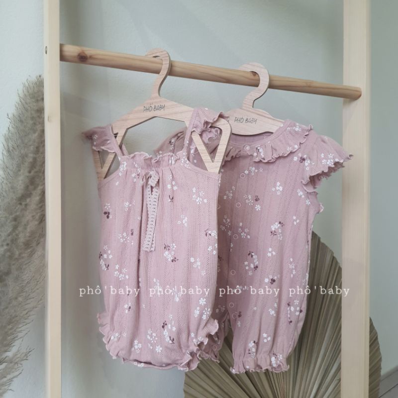 bộ liền liền thân hoa nhí hồng tiểu thư vải thông hơi