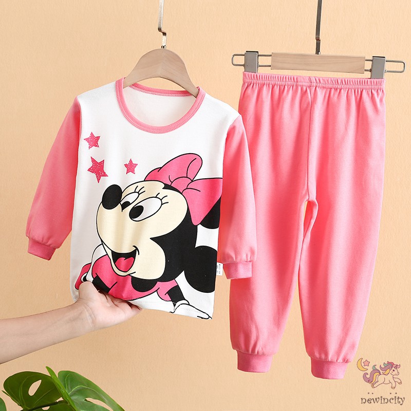 Bộ Áo Thun + Quần Dài In Họa Tiết Hoạt Hình Cho Bé